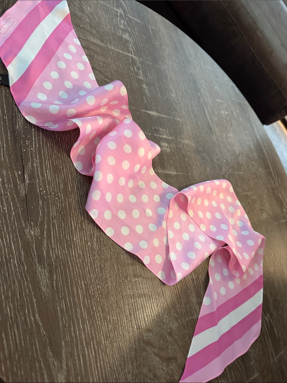 Coach Pink and White Polka Dot Kids Hair Scarf